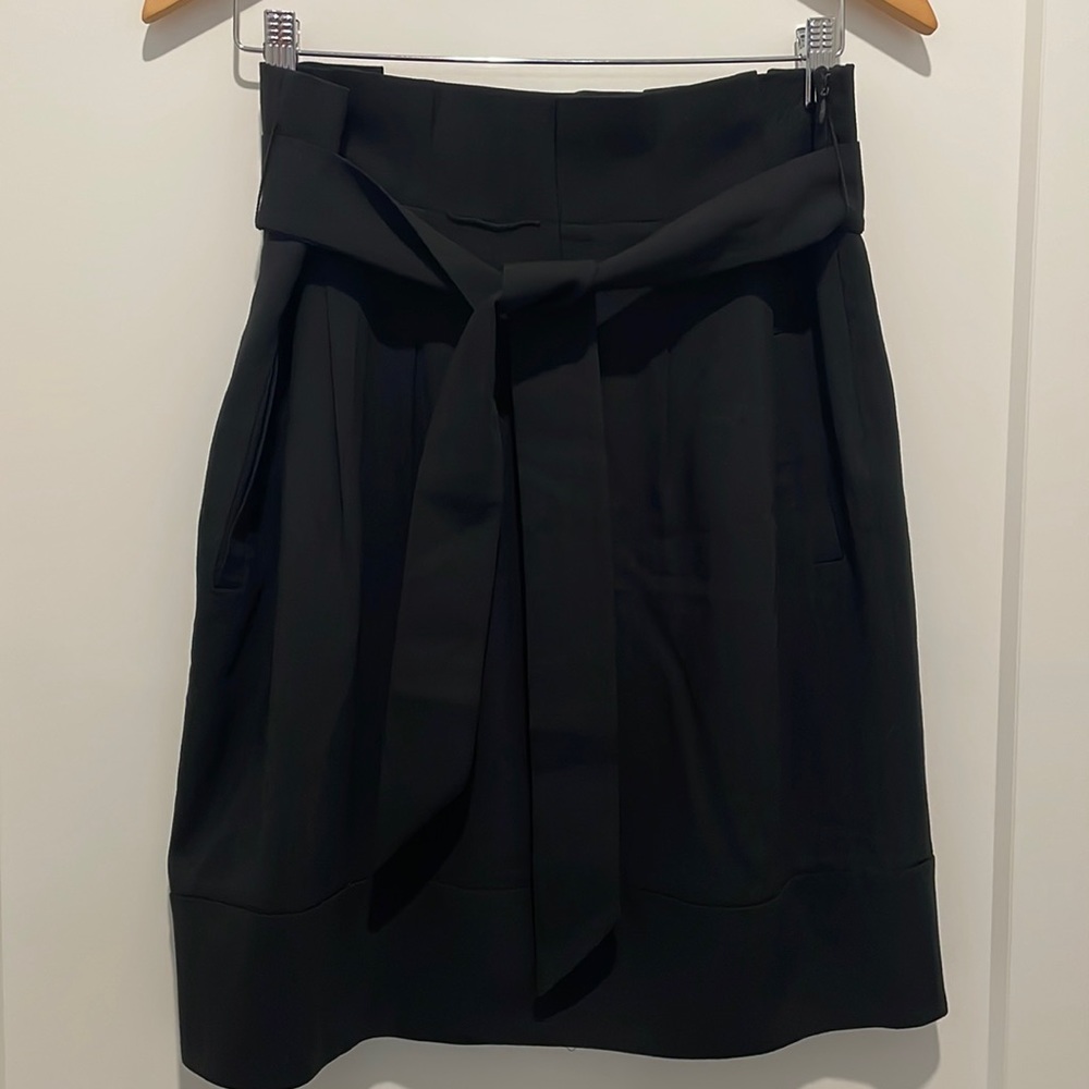 BCBG black wool paper bag skirt